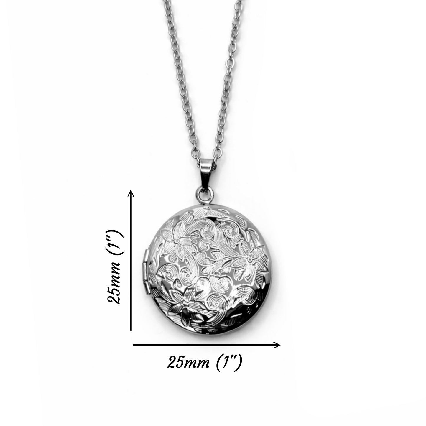 Stainless Steel Flower Locket Necklace – Custom Photo Locket with Engraving, Holds 1–2 Photos, Memorial Keepsake Gift