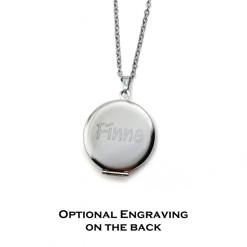 Stainless Steel Flower Locket Necklace – Custom Photo Locket with Engraving, Holds 1–2 Photos, Memorial Keepsake Gift