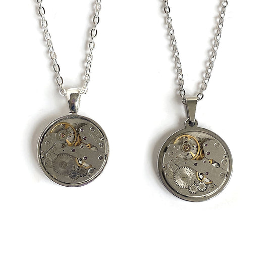 Steampunk Watch Movement Necklace - Genuine Vintage Watch Parts Pendant - Stainless Steel Jewelry Gift for Men and Women