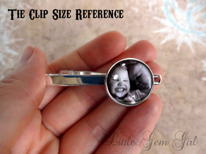 Custom Photo Tie Clip - Personalized Picture Tie Bar - Wedding Tie Tack for Groom